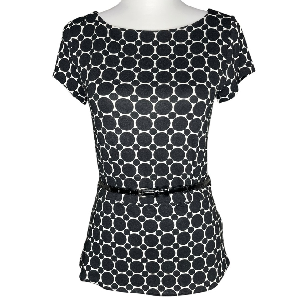 White House Black Market Fitted Graphic Cap Sleeve Blouse Size XS